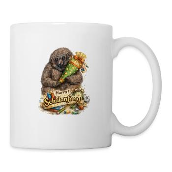 Schulstart-Bär mit Party-Konfetti - Tasse - Weiß - Rechts