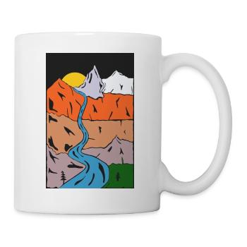 Gebirgsfluss Sonnenuntergang Panorama - Tasse - Weiß - Rechts
