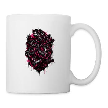 Neon Monstera – Dark Botanical Jungle Design - Tasse - Weiß - Rechts