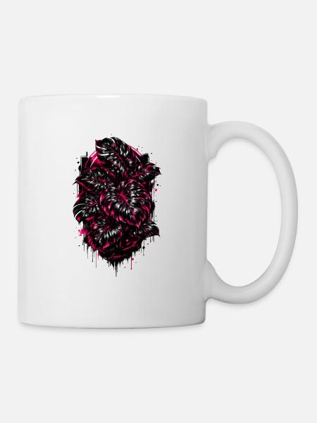 Neon Monstera – Dark Botanical Jungle Design - Tasse - Weiß
