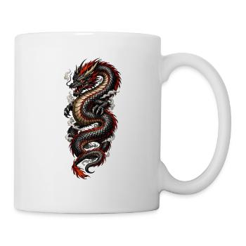 Roter und Schwarzer Drache - Tasse - Weiß - Rechts