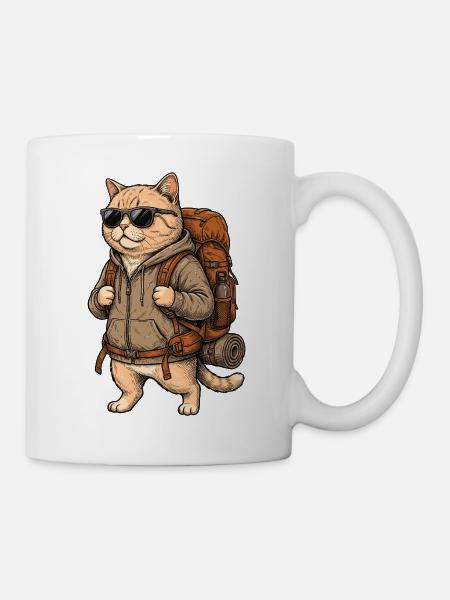 Wanderkatze – Outdoor-Abenteuer - Tasse - Weiß