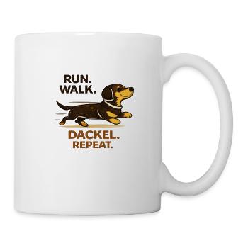 Run, Walk, Dackel, Repeat. Dackelliebe. Dachshund. - Tasse - Weiß - Rechts