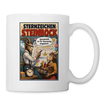 Sternzeichen Steinbock -  Spontanität mit Termin - Tasse - Weiß - Rechts
