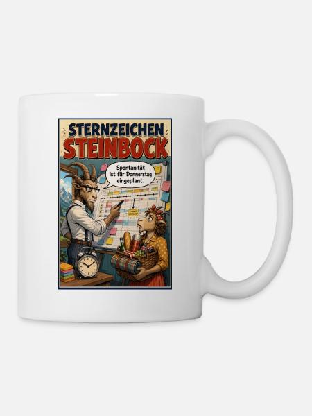 Sternzeichen Steinbock - Spontanität mit Termin - Tasse - Weiß