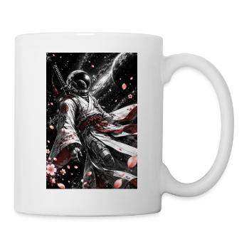 Space Samurai im Kirschblütenkosmos - Tasse - Weiß - Rechts