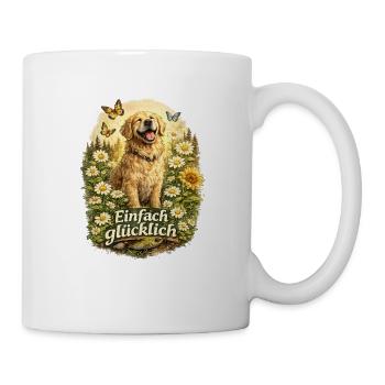 Einfach Glücklich Golden Retriever Blumenwiese - Tasse - Weiß - Rechts