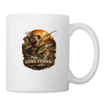 Gone Fishin: Elefant am Angeln - Tasse - Weiß - Rechts