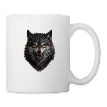 Roter Blick Wolfkopf - Tasse - Weiß - Rechts