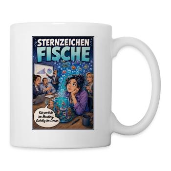 Sternzeichen Fische: Im Meeting, geistig im Ozean - Tasse - Weiß - Rechts