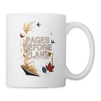 Seiten vor Plänen – Lies Think Wander - Tasse - Weiß - Rechts