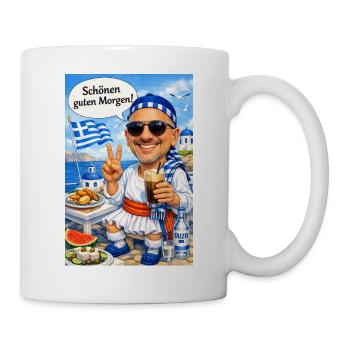 Hellas Morgengruß am Strand - Tasse - Weiß - Rechts