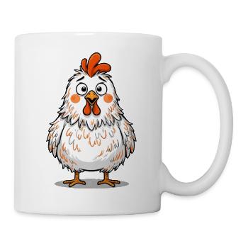 Lustiges Verwirrtes Huhn Funny Chicken - Tasse - Weiß - Rechts