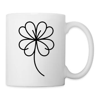 Vierblättriges Kleeblatt One Line Glückssymbol - Tasse - Weiß - Rechts
