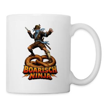 Boarisch Ninja – Retro Bayern Samurai Vintage Shir - Tasse - Weiß - Rechts