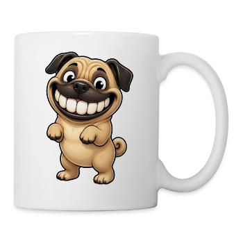 Lustiger Mops Comic zeigt Zähne - Tasse - Weiß - Rechts