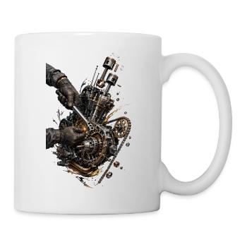 Steampunk-Cutaway-Mechanikmotor - Tasse - Weiß - Rechts