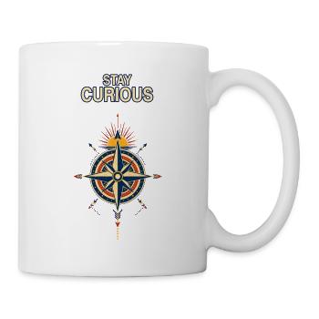 Stay Curious Kompass Sonnenuntergang - Tasse - Weiß - Rechts