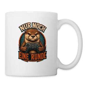 NUR NOCH EINE RUNDE – Biber mit Controller - Tasse - Weiß - Rechts