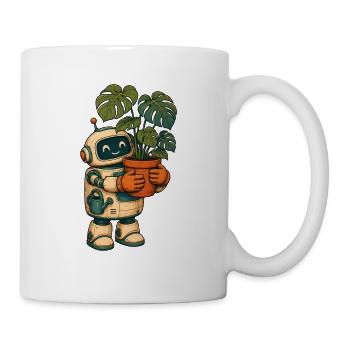 Roboter mit Pflanze Grüner Charme - Tasse - Weiß - Rechts