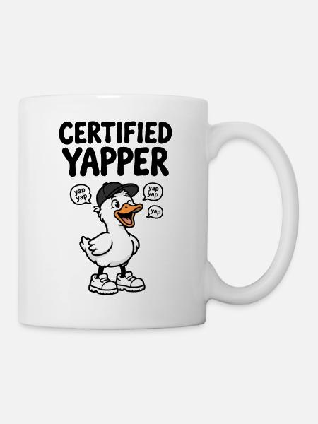 Lustige Ente als quasselnder Yapper - Tasse - Weiß