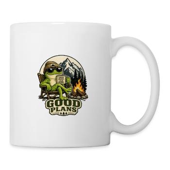 Guter Plan am Lagerfeuer Frosch - Tasse - Weiß - Rechts