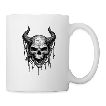 Horned Skull Gothic Horror-Grafik - Tasse - Weiß - Rechts