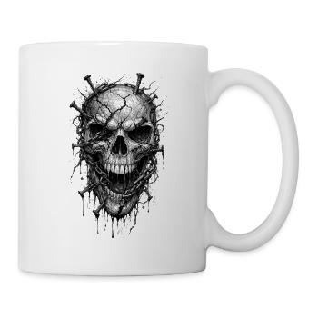 Skull With Nails Gothic Horror Grafik - Tasse - Weiß - Rechts