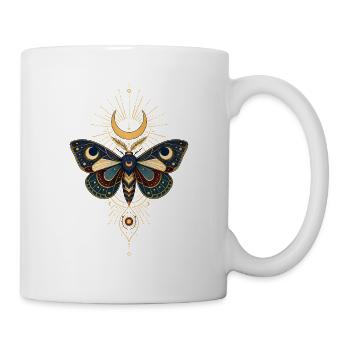 Goldener Mondschmetterling mit Sternenstrahlen - Tasse - Weiß - Rechts