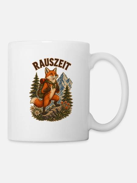 Rauszeit Fuchs im Bergwald - Tasse - Weiß