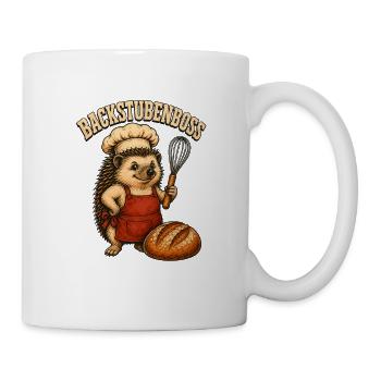 Backstubenboss Igel Koch - Tasse - Weiß - Rechts