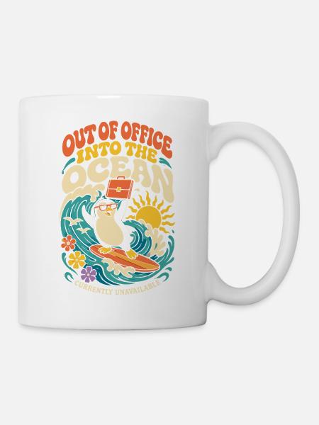Pinguin im Urlaub – Out of Office - Tasse - Weiß