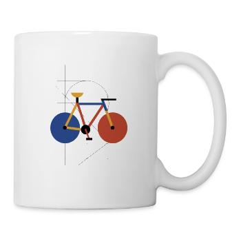 Minimalistische Fahrrad-Primärfarben - Tasse - Weiß - Rechts