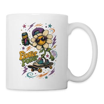 Flower Power Skateboard Flower – Cool Retro Hippi - Mug - white - Right
