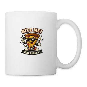 Bite Me Stay Cheesy – Cool Pizza Slice - Mug - white - Right