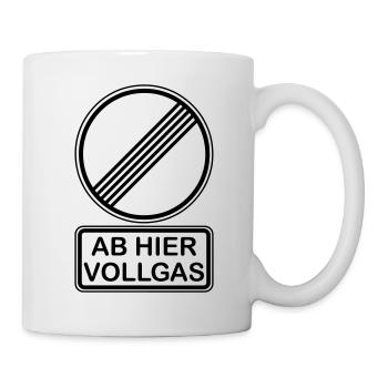 Geburtstag - Ab hier Vollgas Verkehrsschild - Tasse - Weiß - Rechts
