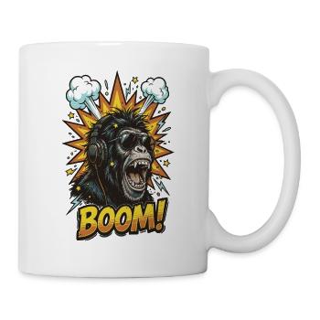 Stylisme de bande dessinée de chimpanzé cool avec un casque - Mug blanc - blanc - Droite