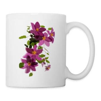 Purple Clematis – Floral Illustration - Mug - white - Right