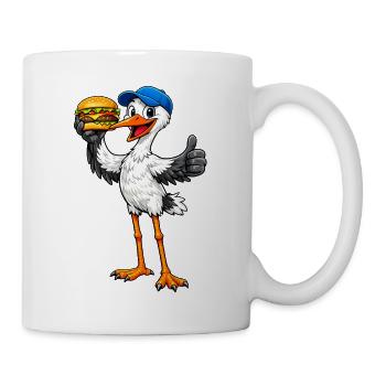 Stork with hamburger - Mug - white - Right