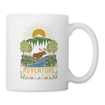 Sunrise Moose Forest Landscape - Mug - white - Right