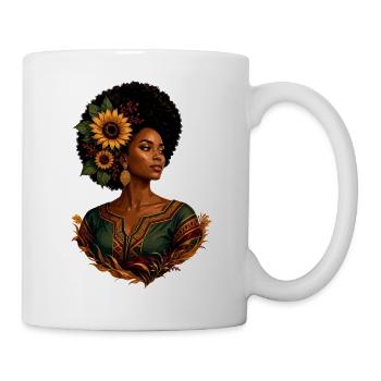 Afro Woman Sunflower Crown - Mug - white - Right
