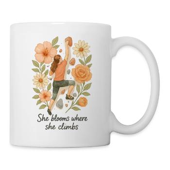 She blooms where she climbs - Bouldering & Flowers - Mug - white - Right