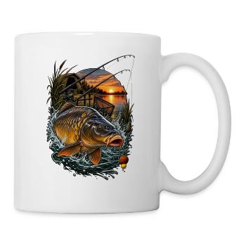 Saut de carpe dans le lac du soir - Mug blanc - blanc - Droite