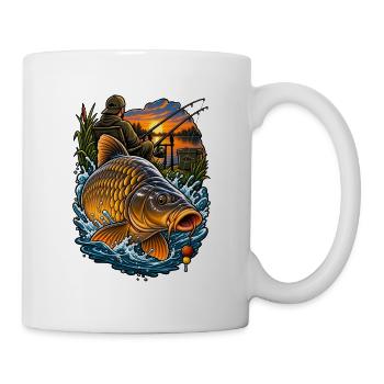 Pêche du soir avec carpe dorée - Mug blanc - blanc - Droite