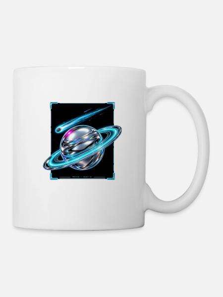 Saturns Neonkugel - Tasse - Weiß
