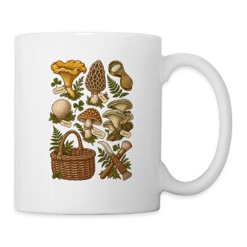 Mushrooms in the forest – botanical illustration - Mug - white - Right