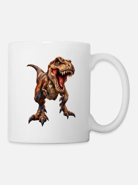 Low Poly Tyrannosaurus - Tasse - Weiß