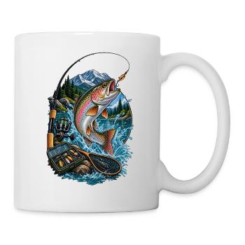 Poissons arc-en-ciel sautent au lac de montagne - Mug blanc - blanc - Droite