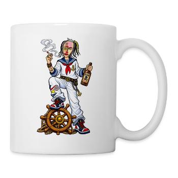 Captain Raucher at the helm - Mug - white - Right