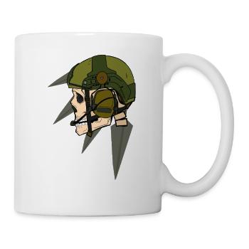 Skull Soldier Helmet Design with Headset - Mug - white - Right